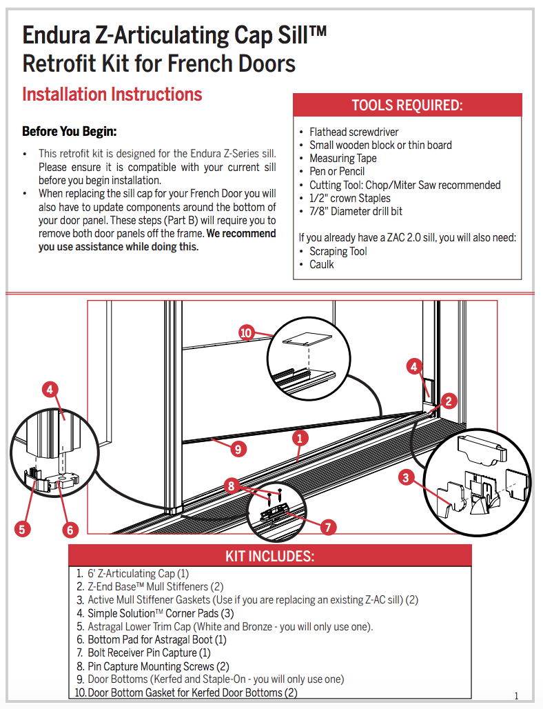 How Do I Install the Endura ZArticulating Cap Sill™ French Door Retrofit Kit